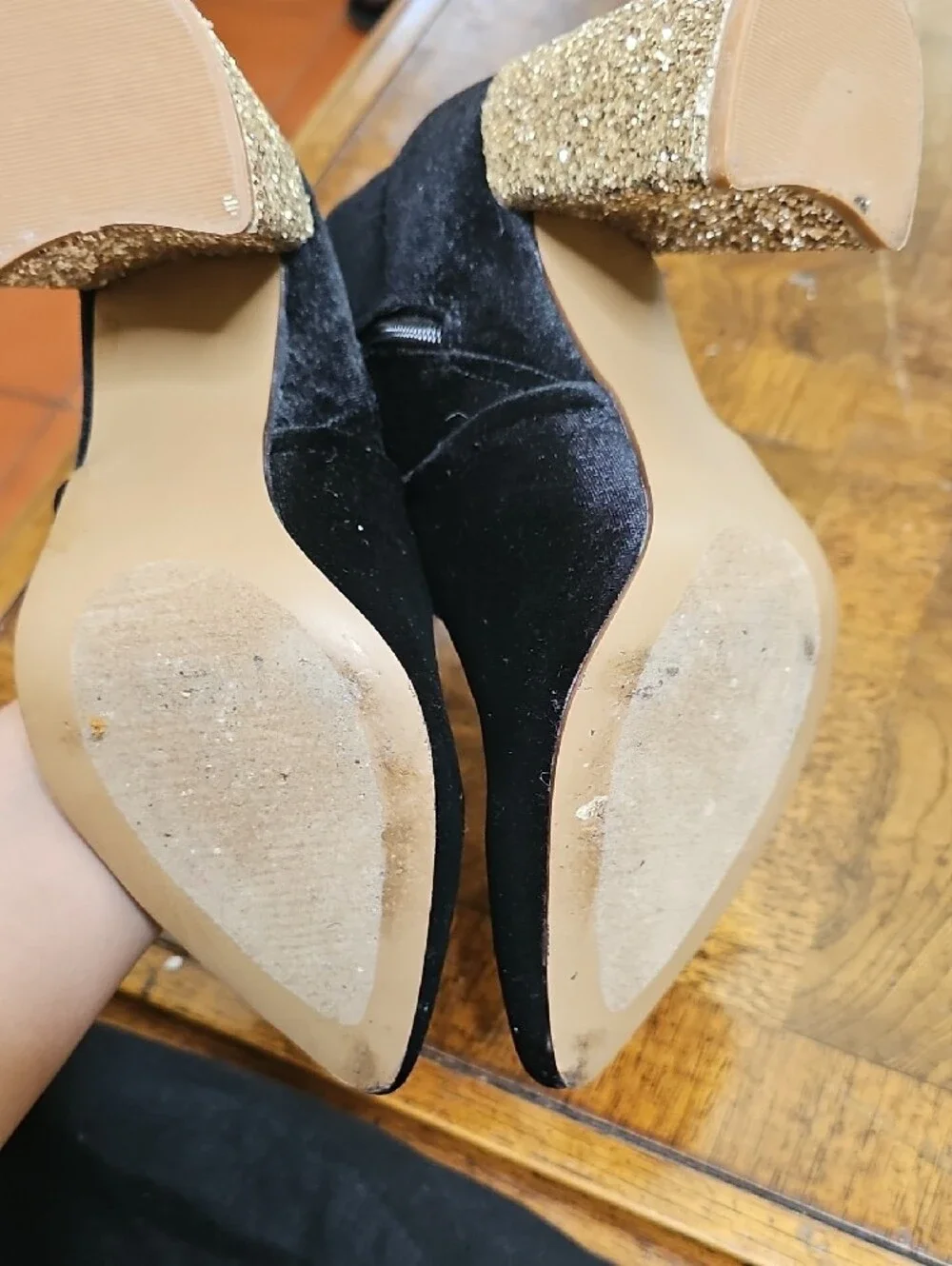 Betsey Johnson Black Velvet Pointed Ankle Booties